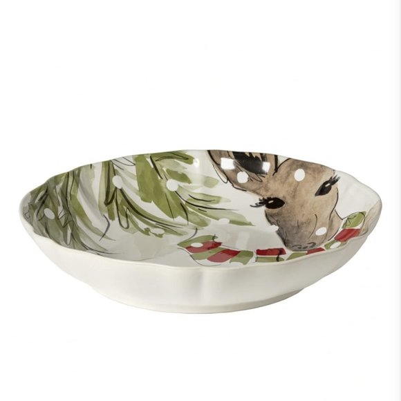 Casafina Deer Friends Serving Bowl, Cream with 2 Deer, Snow, Brand New - Picture 3 of 4